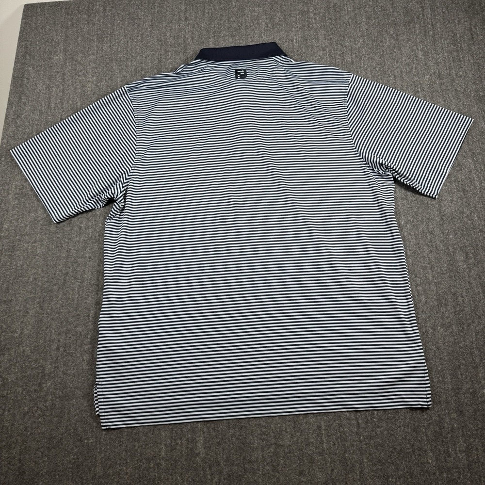 FootJoy FJ Men's XL Navy Striped Golf Polo Shirt Performance - Picture 5 of 8